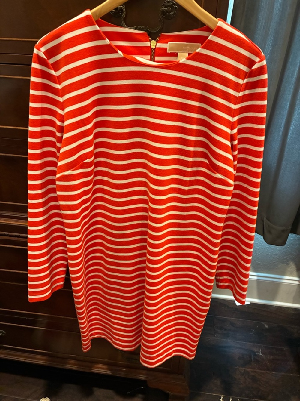 Michael Kors Red and White Striped Knit Dress Size XL